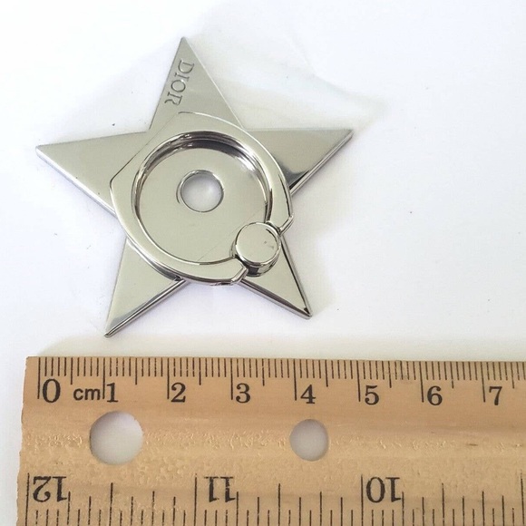 DIOR 🥳HP🥳 Star Phone Ring Pop Socket Silver Tone Metal - Picture 5 of 6